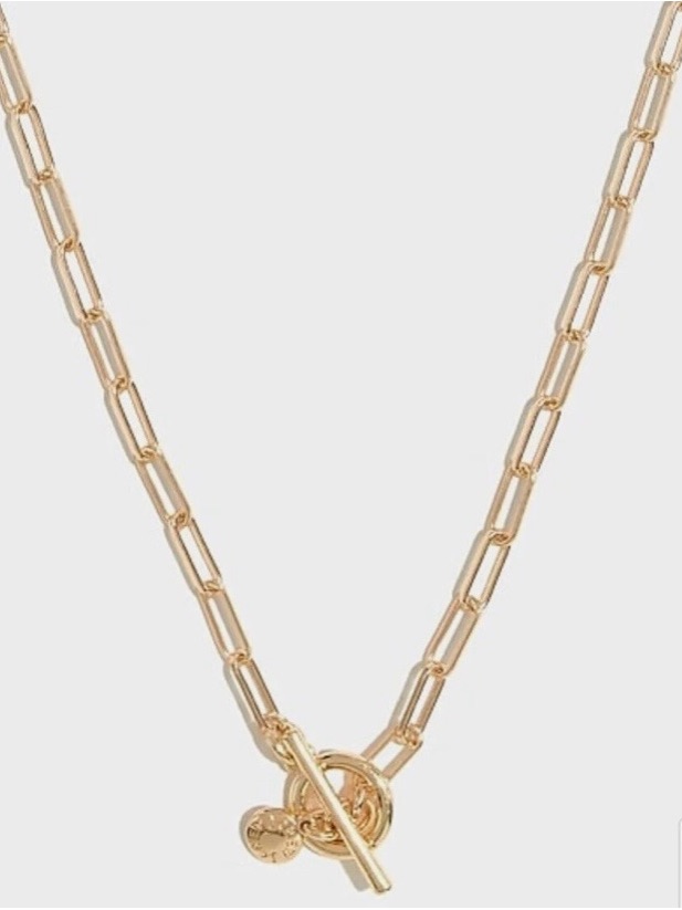 J. Crew Factory Paperclip Chain Necklace T-Bar Toggle Necklace - Gold Plated